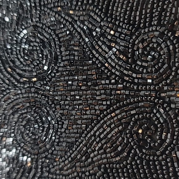 Imperial Fashion beaded purse black silky lining vintage snake chain formal eve - Picture 10 of 12